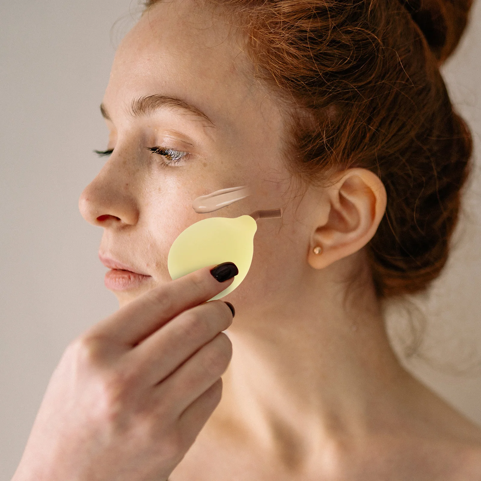 4개입 메이크업 스펀지 세트 부드러운 과일 모양 블렌더 건식 및 습식 사용 파운데이션 컨실러 파우더 퍼프 스펀지