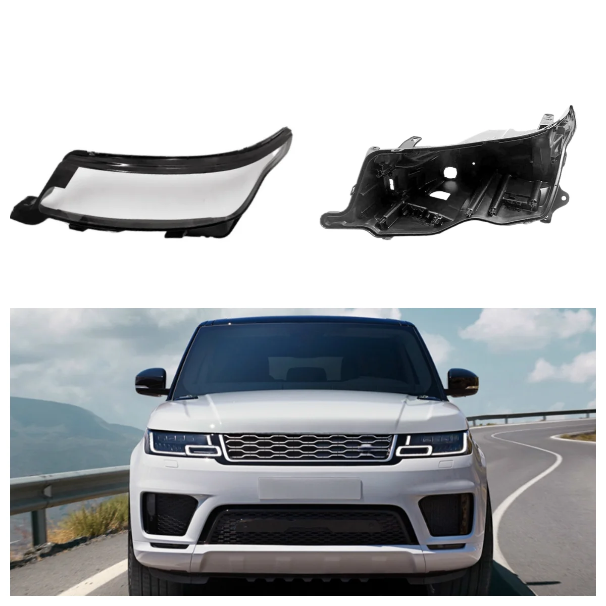 

Для Land Rover Range Rover Sport 2018 2019 2020 2021, автомобильные аксессуары, цоколь, корпус фары, дом, крышка фары