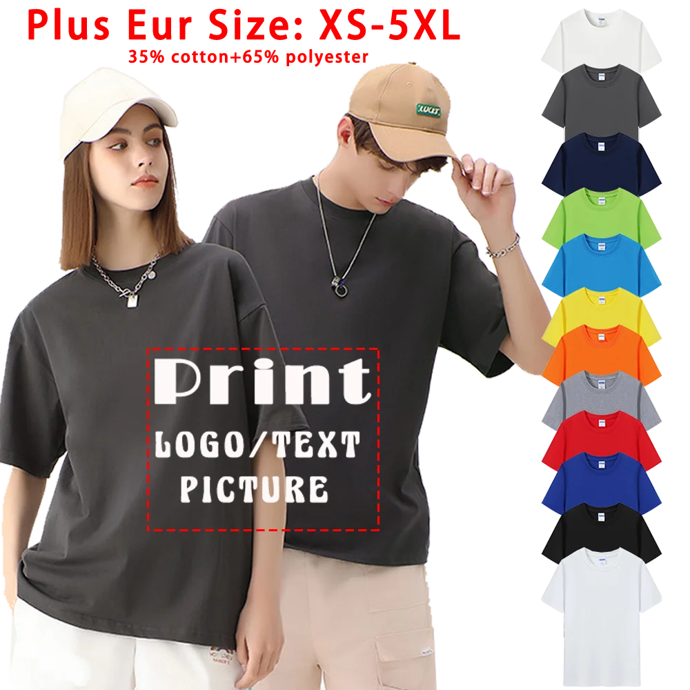 Free Logo Plus Size Xs-5xl Unisex Short Sleeve T Shirts 35% Cotton 65% Polyester Private And Team  Of Image And Text Tee