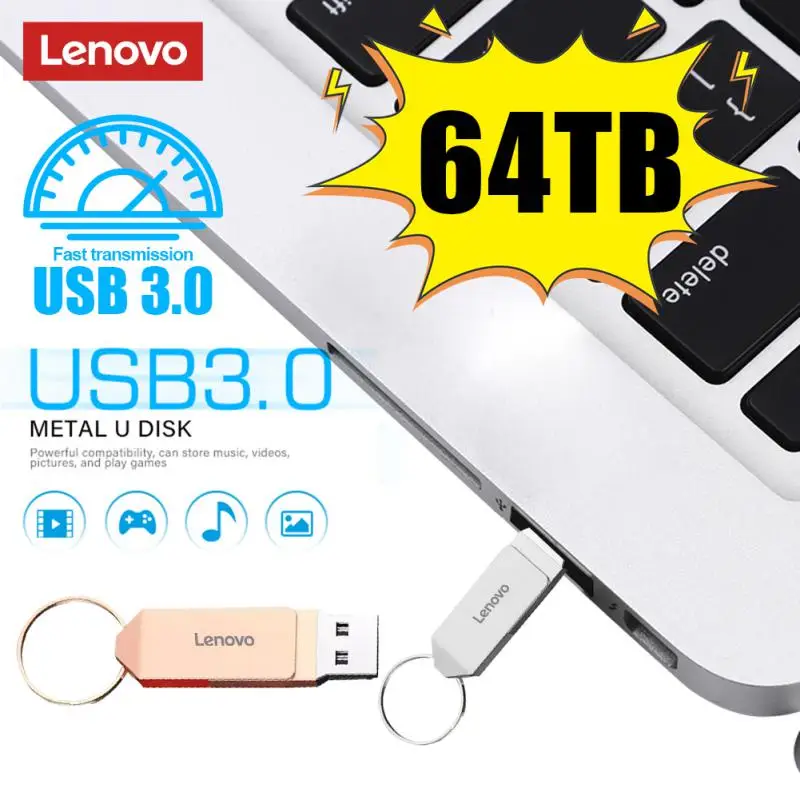 Lenovo 16TB 3.0 USB-flashdrive Metaal High-Speed Pen Drive 2TB 512GB Waterdicht Type-C USB PenDrive voor computeropslagapparaten