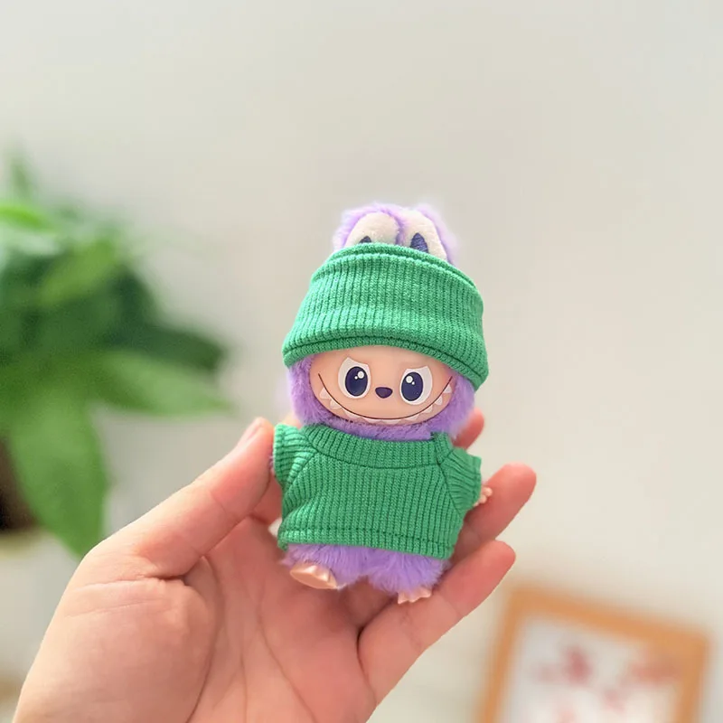 

10cm Mini Version 4.0 LABUBU Plush Doll Clothing Accessories Multi-color Optional Stretch Pullover Two-piece Set