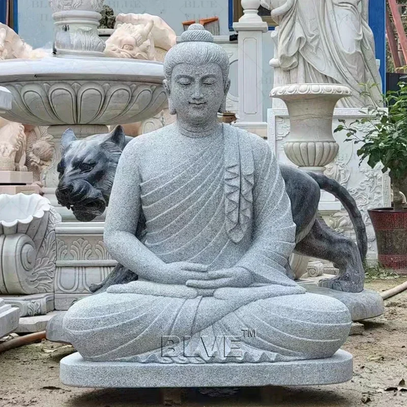 Outdoor Garden Handcarved Life Size Sitting Buddha Marble Sculpture Natural Stone Granite Buddha Statues For sale