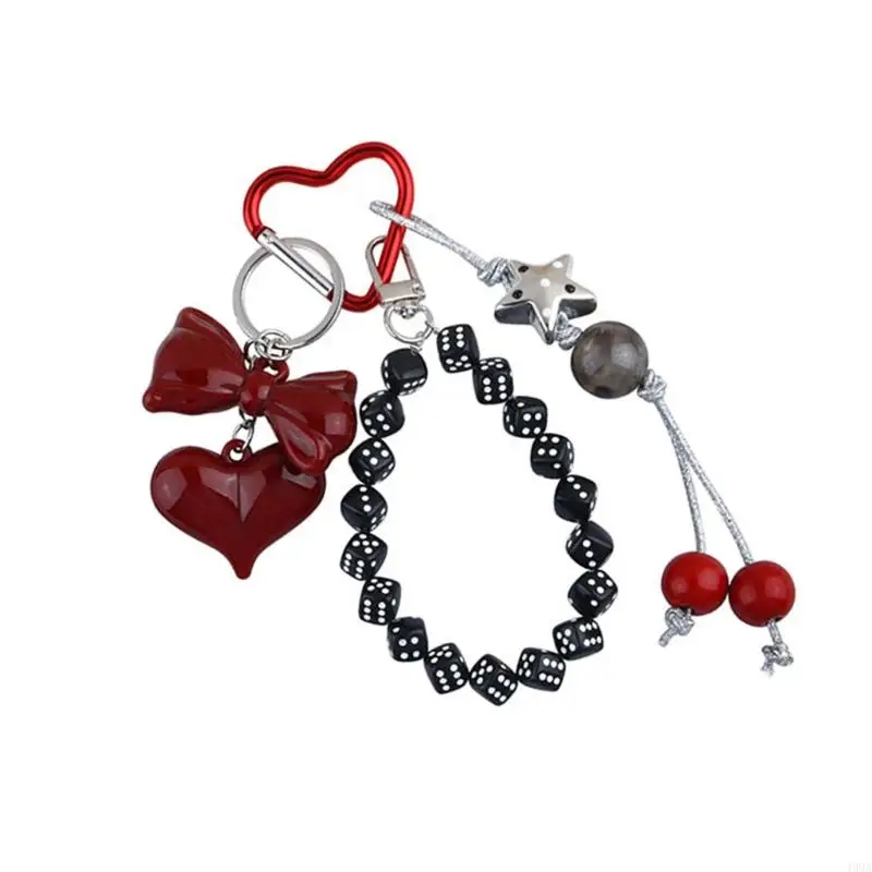 Retail/Drop Shipping Adorable Heart Dices Keyring Jewelry Charm to Enhancing Accessories Collection