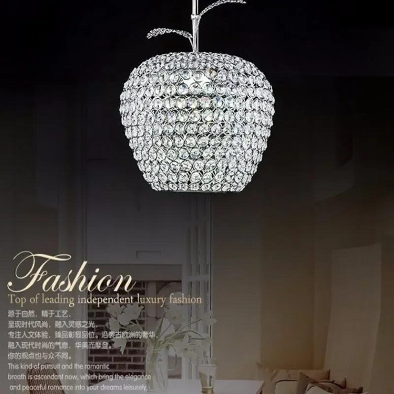 Modern Apple stainless steel led lamps crystal Pendant Lights bedroom   luster light  restaurant