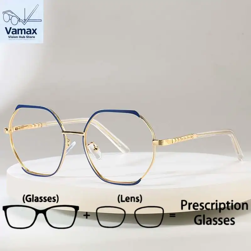 

VAMAX Fashionable Blue Light Protection Eyewear Women Polygon Frame Prescription Glasses