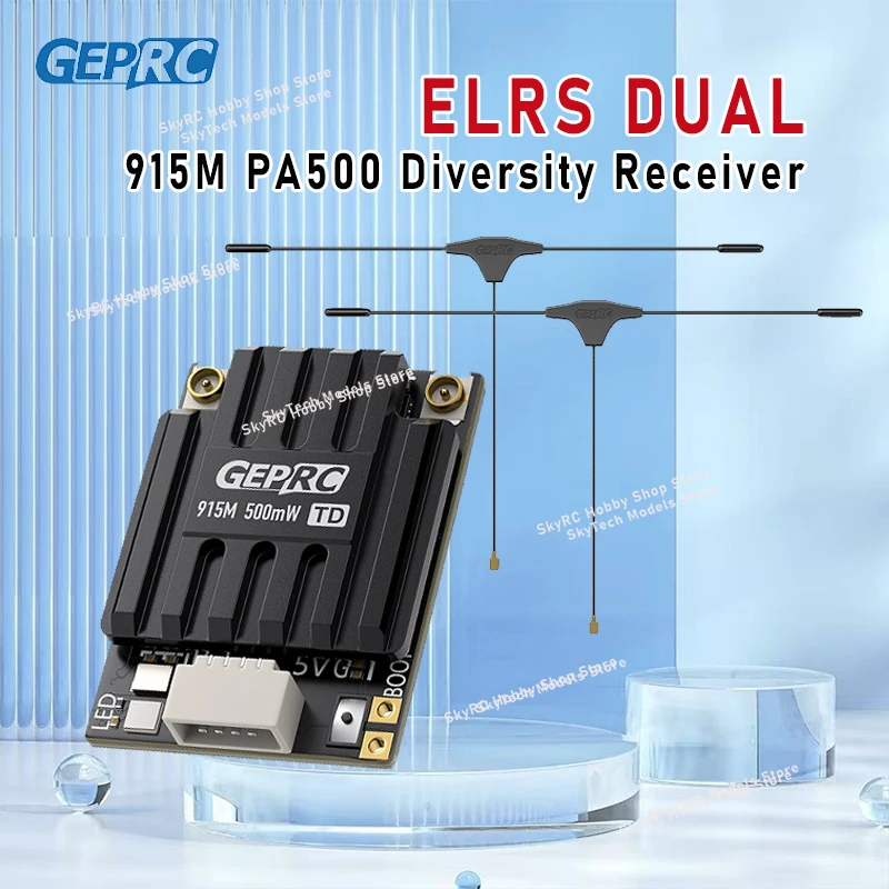 

GEPRC ELRS Dual PA500 Diversity Receiver - 915M 500mW PA Chip WIFI CNC Alloy Shell for FPV RC DIY Part