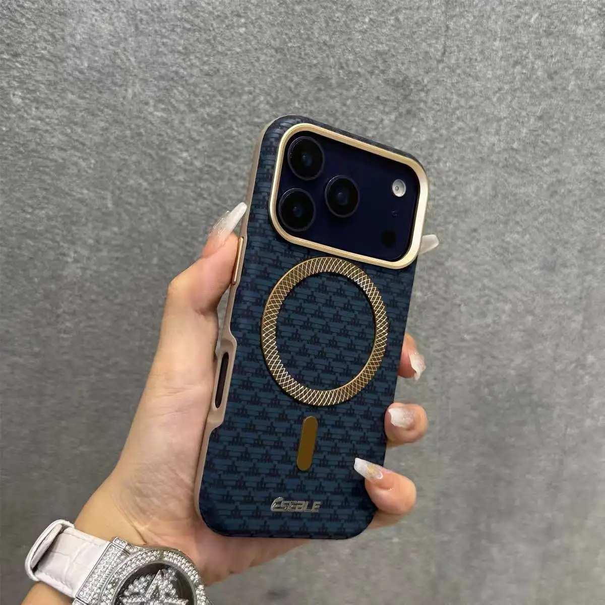 

Alloy Lens Magnetic PU Leather Texture MagSafe Phone Case For IPhone 17 Pro 16 Pro Max 15 14 13 Matte Wireless Charging PC Cover
