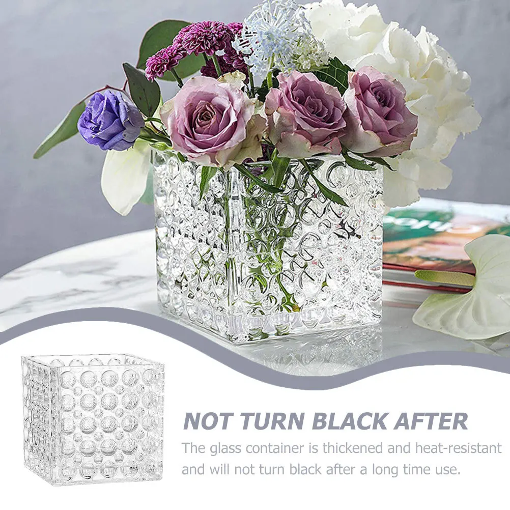 

2Pcs Glass Holders Square Creative Thickened Heat Resistant Hydroponic Planters Aromatherapy Display