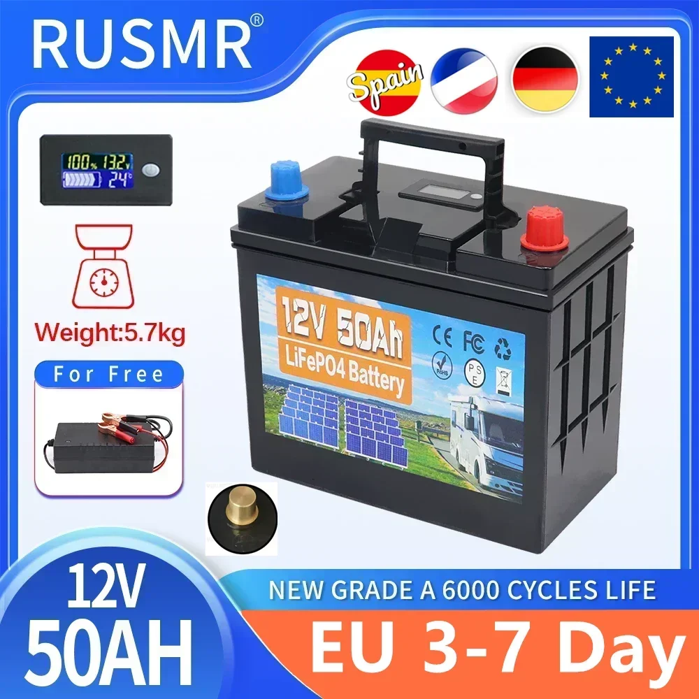 12V 600AH 500AH 300AH 200AH 100Ah LiFePo4 Battery Built-in BMS Lithium Iron Phosphate Cells Pack 5000 Cycles For Golf Cart Solar