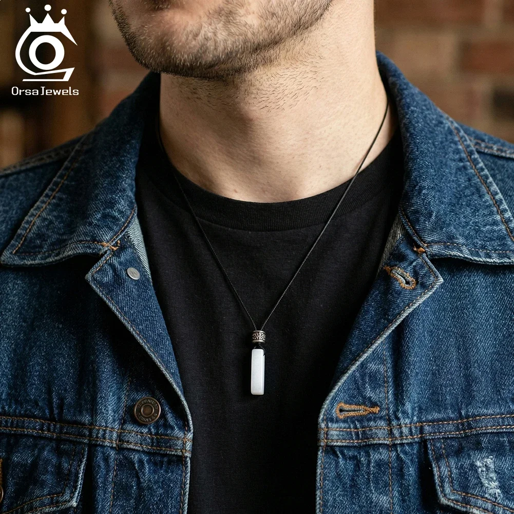 

ORSA JEWELS Natural Quartz/Black Obsidian Stone Necklaces for Men Women Spiritual Crystal Beads Anxiety Relief Jewelry GMN65