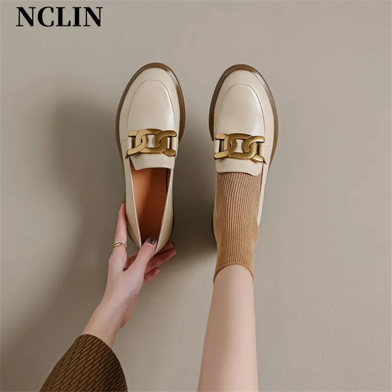 New Spring Autumn Women Pumps Casual Loafers Woman Chunky Heel Shoe For Women Slip-On Round Toe Low Heels Shoes Zapatos De Mujer