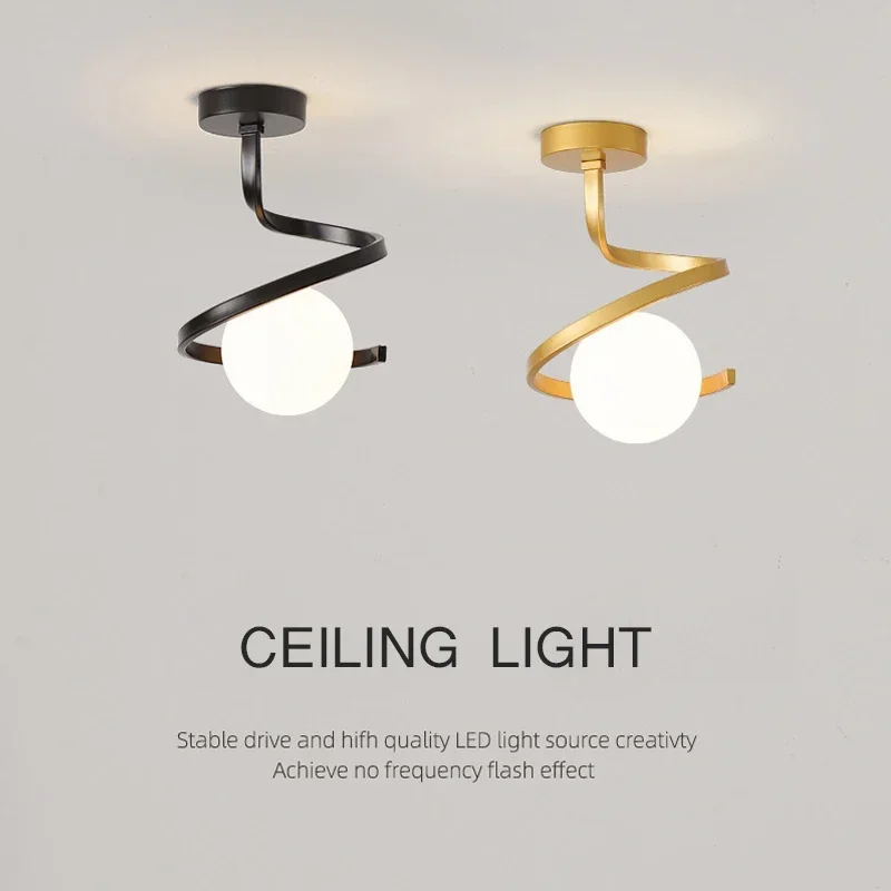 

Modern Led Ceiling Lamp For Home Bathroom Corridor Aisle Porch Indoor Glass Ball Fixture Nordic Wind Cloakroom Ceiling Light