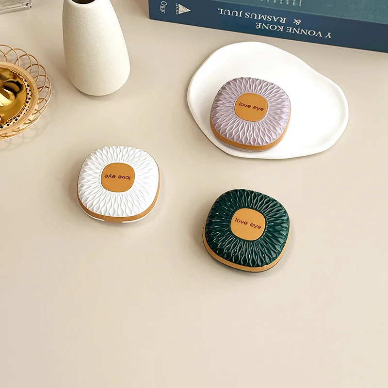 New Shell Lens Container With Mirror Portable Contact Lens Case Women Contact Lens Storage Box Travel Set