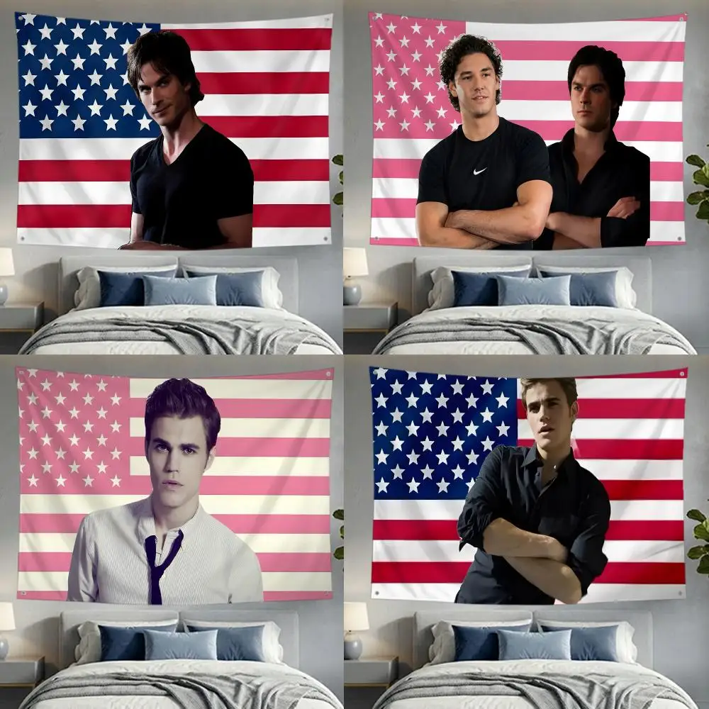 Series Fantasy The Vampire Diaries Flags Lightweight no edging four rings hanging for indoor and outdoor decor