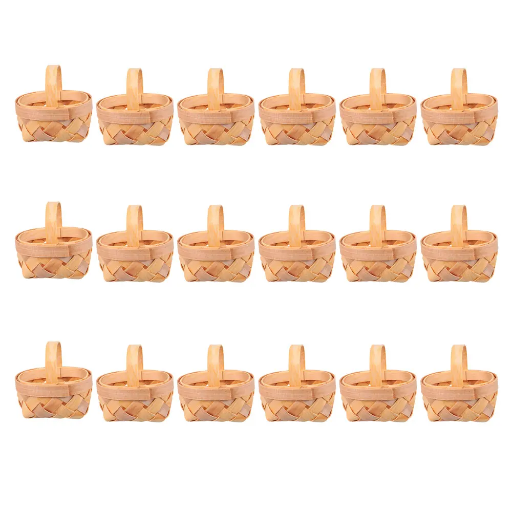 

18pcs Mini Wooden Baskets Handwoven Storage Basket Party Favors Holder 6 5x5x3 5cm Woven Baskets For Home Decor