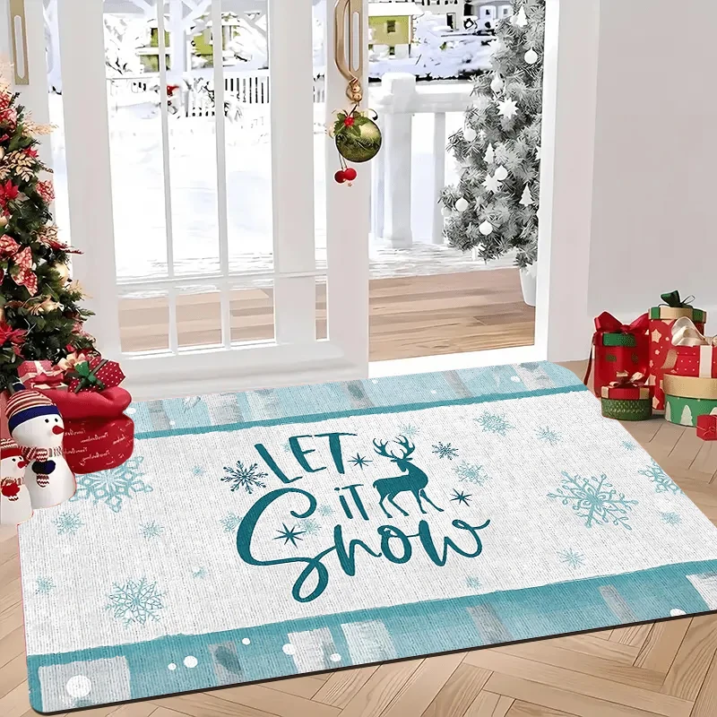 

Christmas doormat, made of flannel, washable, Christmas decorative entrance mat, suitable for rooms and bathrooms