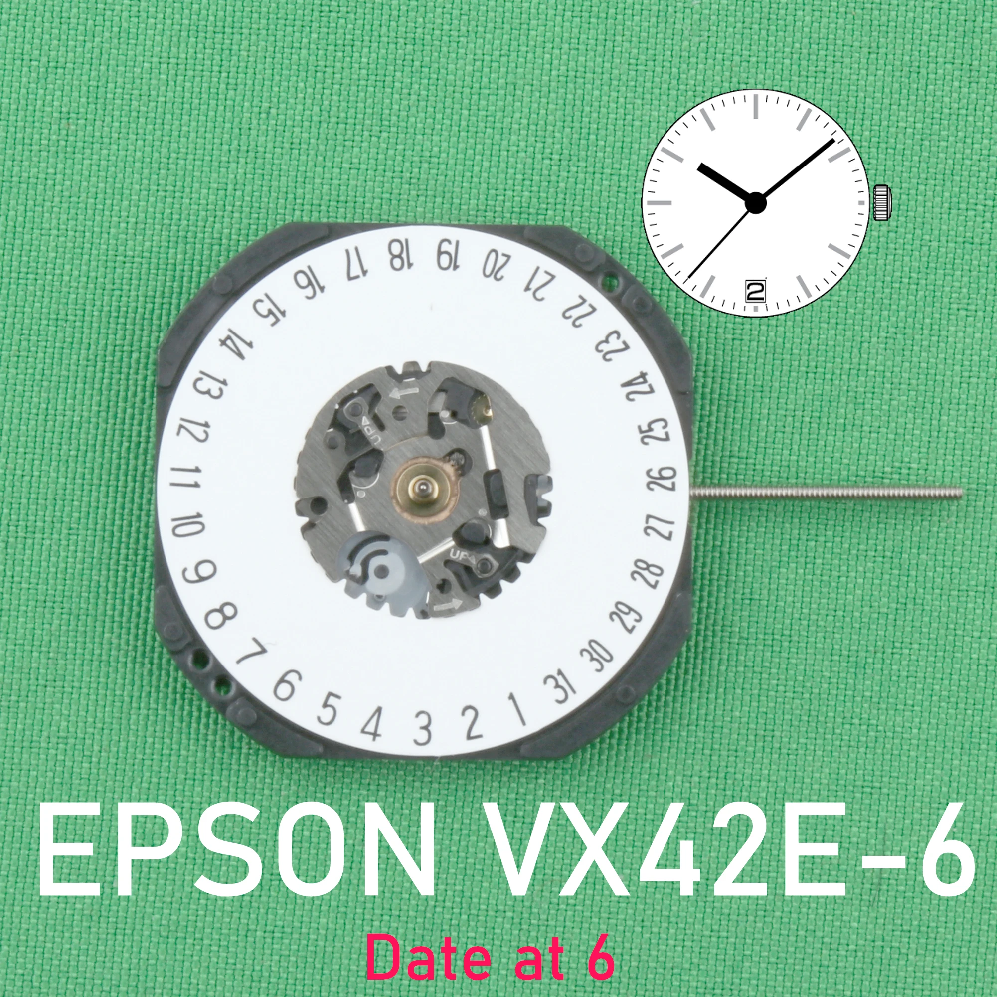 Movimiento EPSON VX42 con fecha Calendario pantalla movimiento japonés movimiento VX42E reloj movimiento de cuarzo vx42e-6