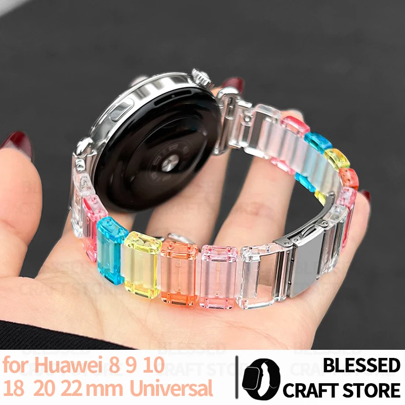 Trendy Summer Color Resin Watch Band for Huawei GT6 GT5 GT4 GT3 Pro Women Replacement Wristband Bracelet Accessories 18 20 22mm