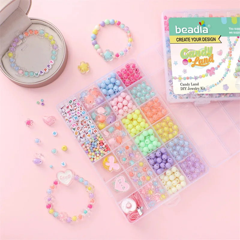 600pcs/lot Candy Bead Series Box Candy Paradise Unique Loose Bead Handmade DIY Jewelry Bracelet Earring Accessories