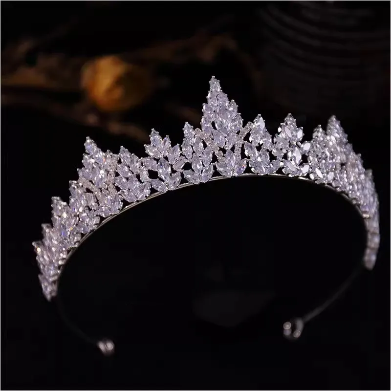 Bride Crowns Tiaras Wedding Headdress CZ Zirconia Bridal Headband Crown For Birthday Party Girl Prom Hair Jewelry Headpiece