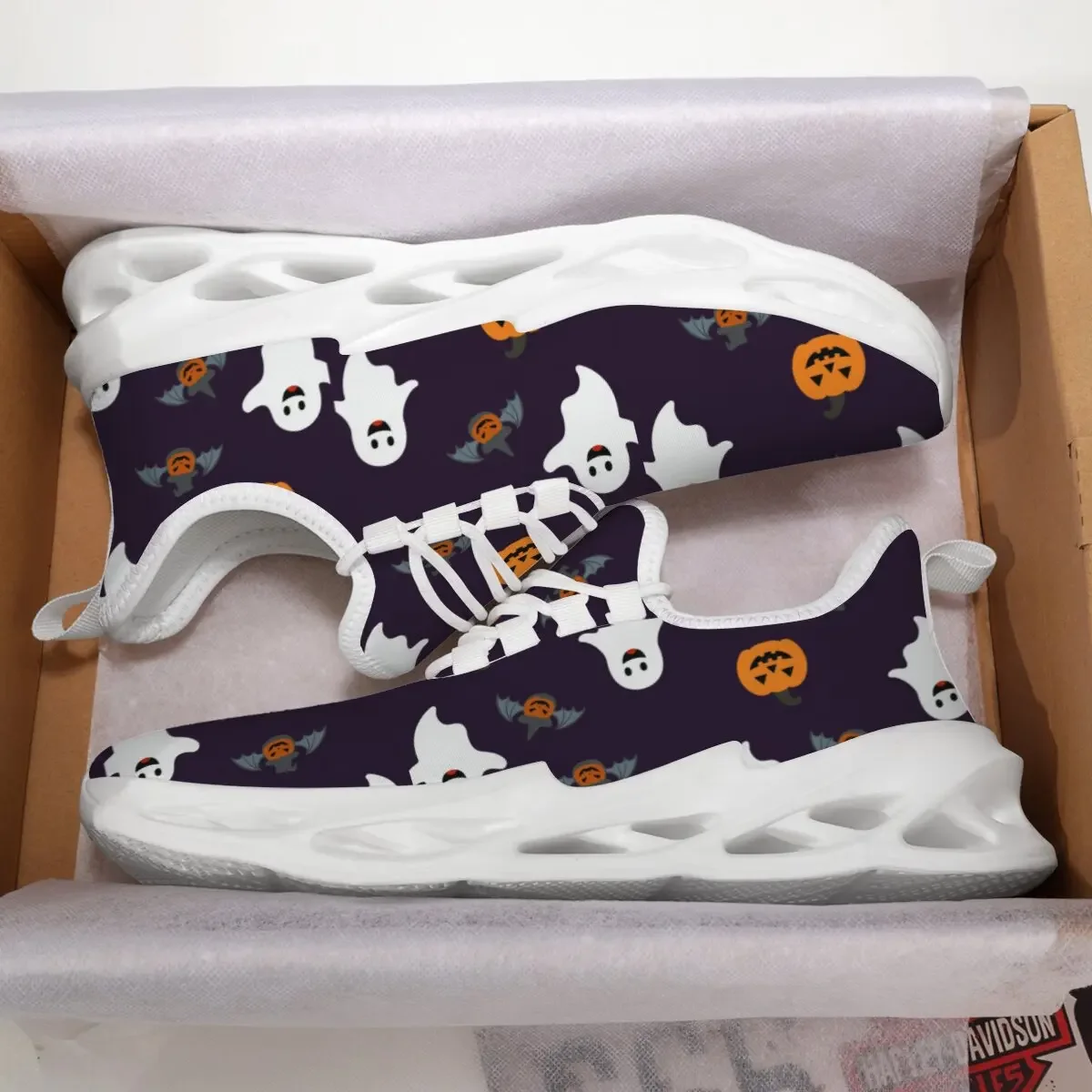 

Повседневные массивные кроссовки с тыквой, дизайнерская обувь на Хэллоуин, забавные осенние уличные модные спортивные кроссовки для бега, женские кроссовки