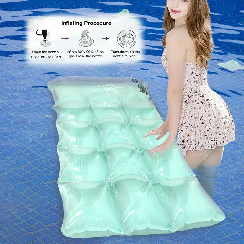 Flotadores de piscina para adultos, hamaca de agua flotante inflable, flotadores de piscina portátiles plegables para viajes de fiesta junto a la piscina en el río y el lago