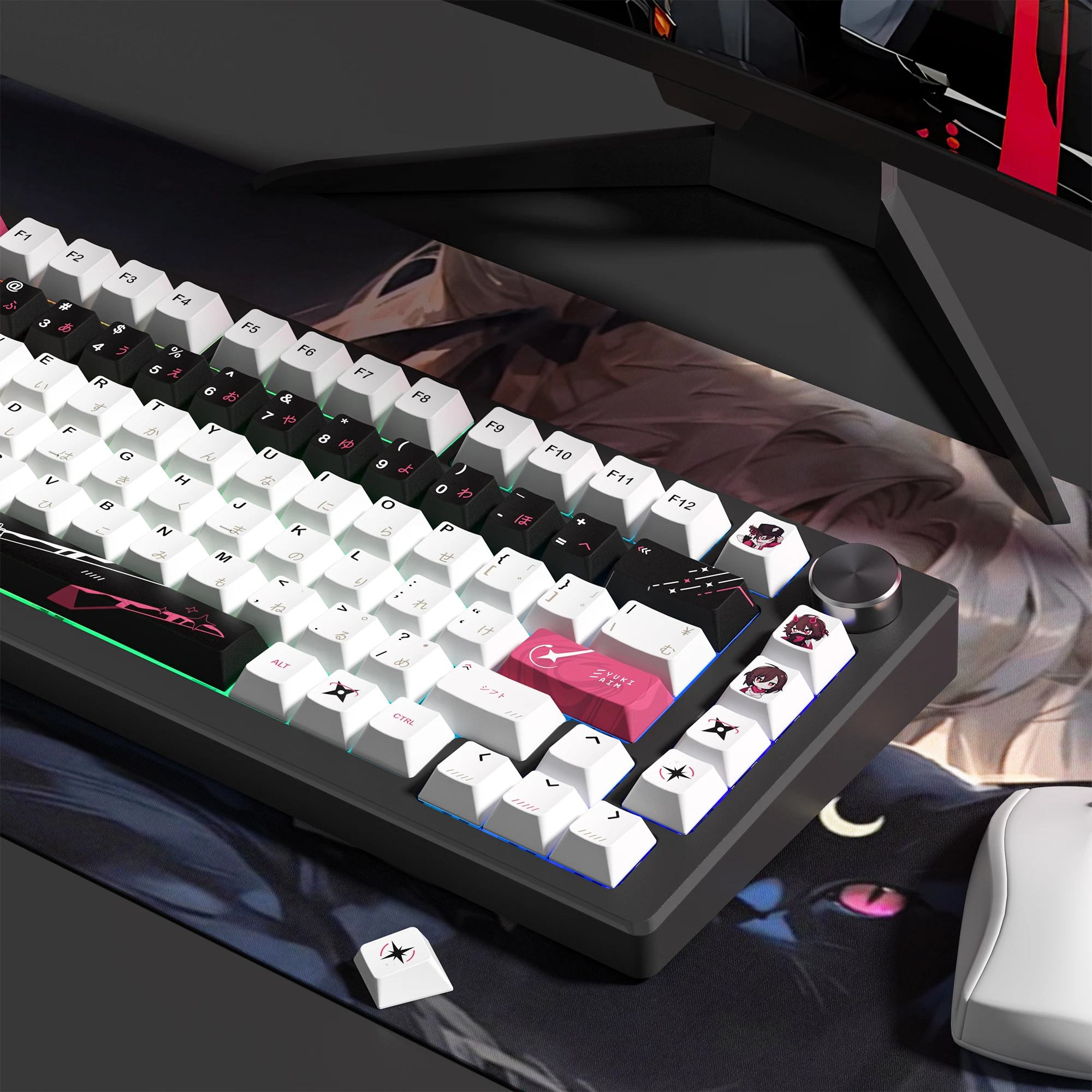 

5 Sides Dye Sublimation PBT Keycaps Japanese Layout Cherry Profile Yuki Aim Anime Keycaps for Gateron MX Switch Gaming Keyboard
