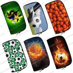 Cool Football / Basketball / Soccer Print Wallet Men Fashion Clutch Card Money Coin Bag Phone Holder Casual Long Purse Boys Gift