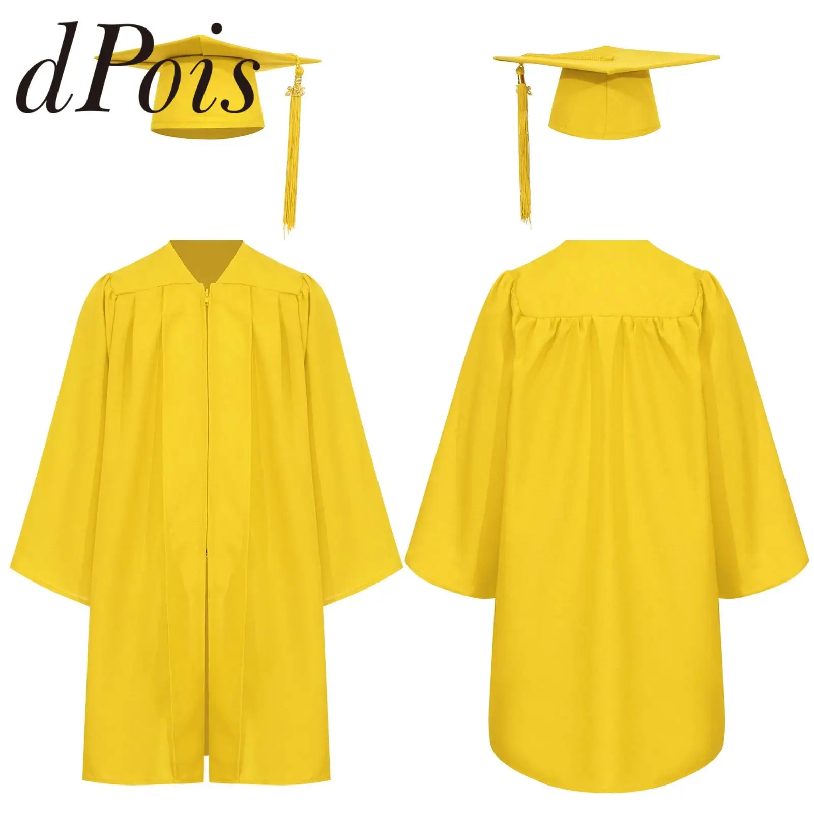 

Boys Girls School Bachelor Robe Costume + Tassel Cap Primary Middle Kindergarten College Graduation Gown Students Uniform