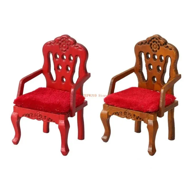 

U50F Educational Doll House Chair Miniatures Vintage Zakka Toy Pretend Play Toy