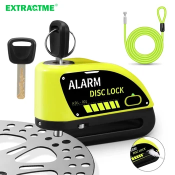 Extractme 오토바이 디스크 브레이크 잠금 장치 충전식 120dB 알람 도난 방지 보안 휠 디스크 잠금 장치 1.8M 케이블로 방수