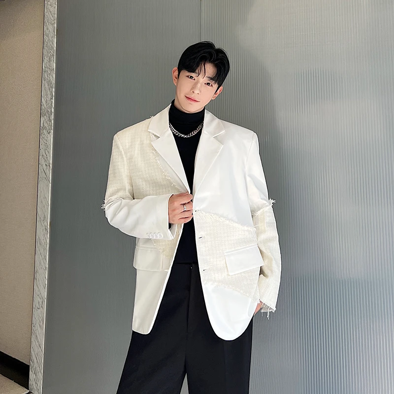 

oulder Pad White Suit Jaet Men's Design Sensation Small ence Trending Outerwear Spring Autumn Winter Seasonal Use