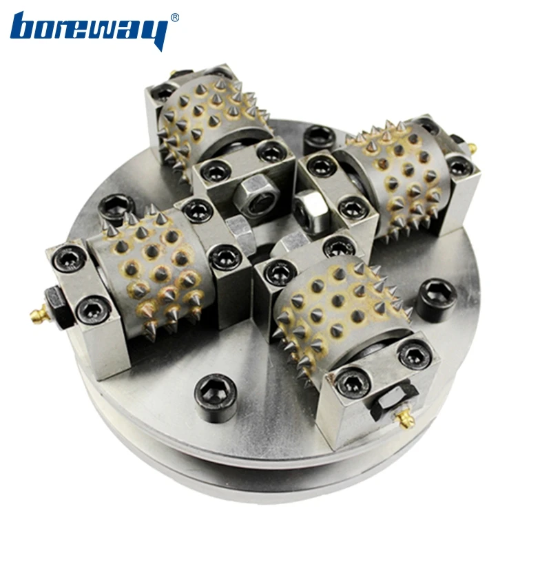 

Boreway High Quality 45 Teeth D200x4Tx47H Bush Hammer Plate Litchi Grain Grinding Wheel With 4 Rollers Processing Stone Surface