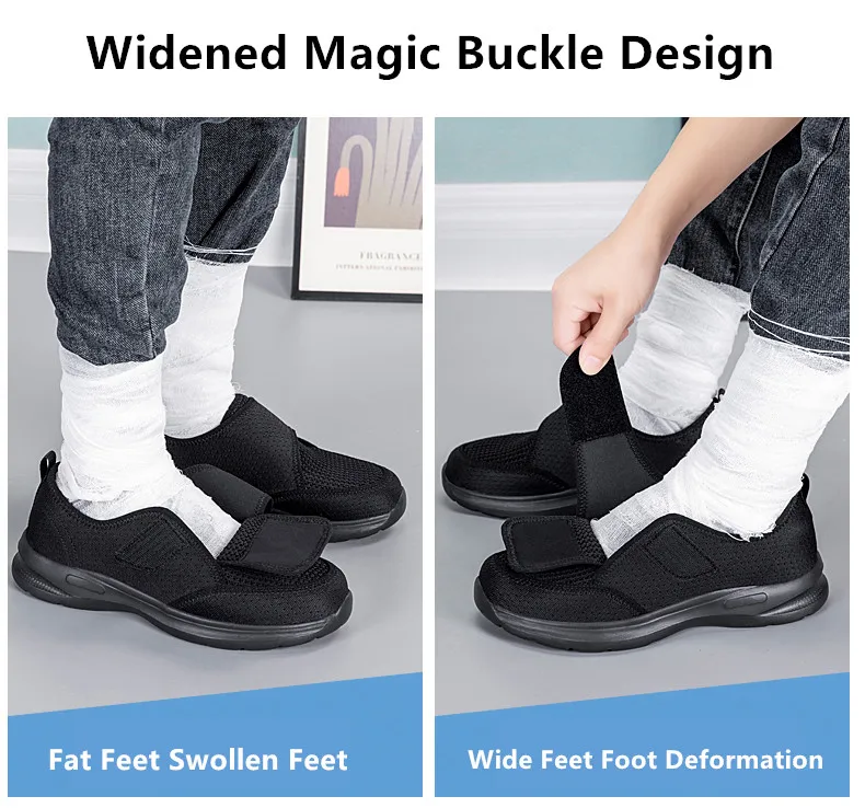 Damen-Sneaker für Orthopädie, Breite Füße, Geschwollene Füße, Geh- und Freizeitschuhe, Daumenkorrektur, Verstellbar, Bequem, Diabetiker-Barfußschuhe – Detail 3
