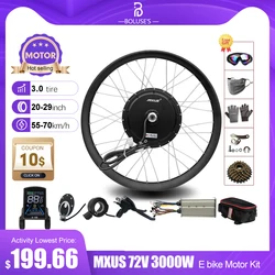 Electric Bicycle Conversion Kit 72V3000W Mountain Bike Motor MXUS 20-29 Inch 700C 3.0Tire