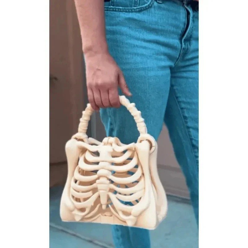 

New 3D Printed Skeleton Bone Bag Realistic Skull Crossbody Purse Gothic Halloween Party Accessory For Women Teens Spooky Gift