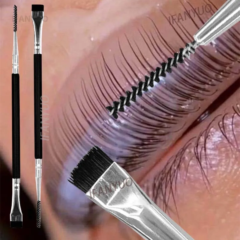 Escova de levantamento de cílios de cabeça dupla portátil laminação cílios separar lash lift ferramenta de extensão de cílios escova de detalhe