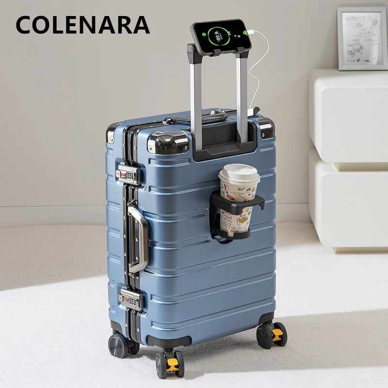 COLENARA Anti-scratch Suitcase ABS+PC Boarding Box USB Charging Trolley Case 20