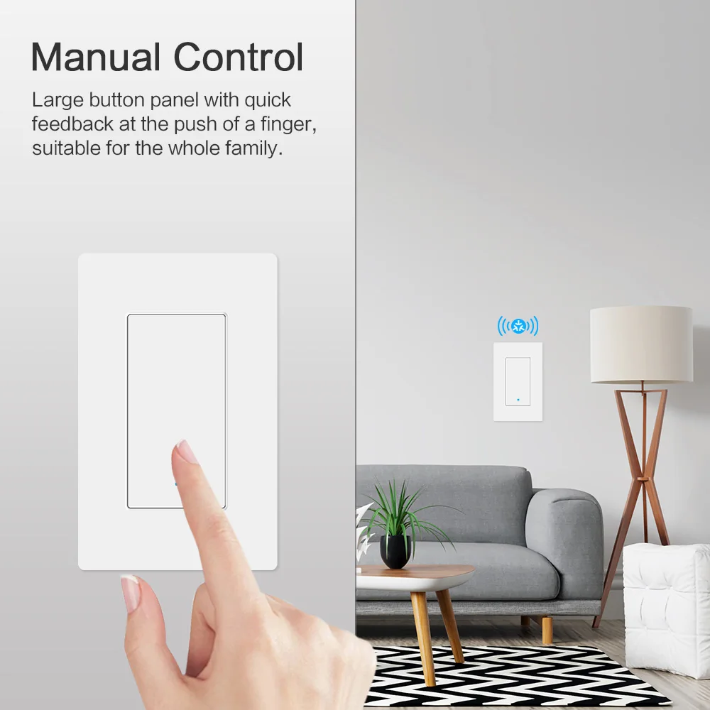 Zemismart Matter Over WiFi US interruptor de luz de pared de 3 vías con soporte de marco Homekit Google Home SmartThings Control de asistente de hogar