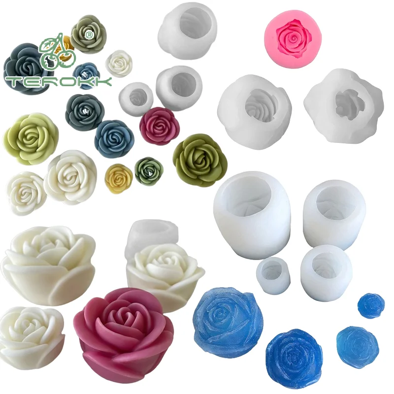

3D роза силиконовые формы для свечей DIY форма для выпечки шоколадного торта мыло ручной работы гипсовая смола ремесла литейная форма