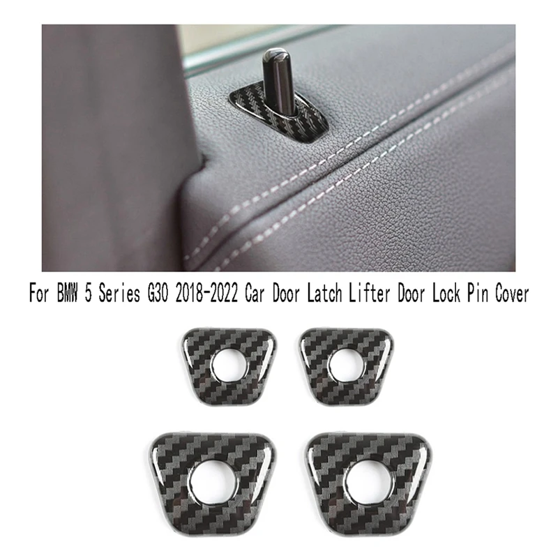 1Set 4Pcs For BMW 5 Series G30 2018-2022 Car Door Latch Lifter Door Lock Pin Cover Trim Sequins Decor Sticker