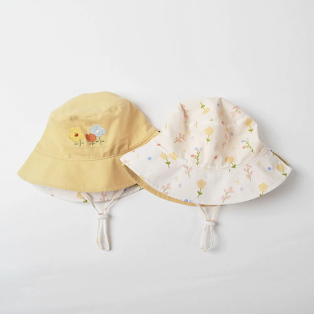 

Cute Double Sided Fisherman Hat Breathable Sunscreen Sun Protection Cap Cotton Flower Bucket Hat
