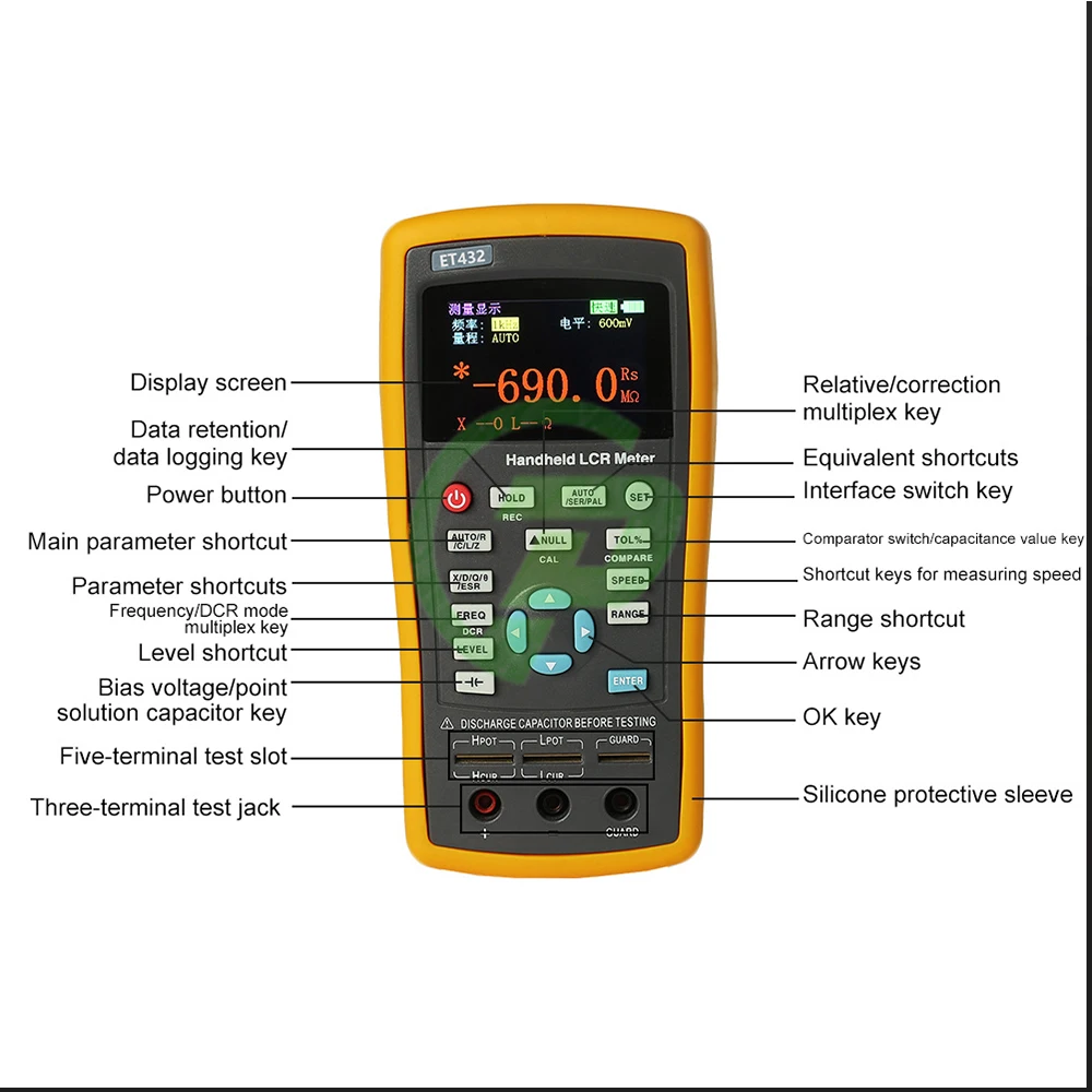 Imagem -05 - Capacitância Indutância Resistência Medidor Tester Continuamente Ajustável Handheld Lcr Digital Ponte Medidor Et430 Et431 Et432 Et433