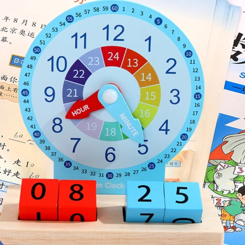 Kids Wooden Clock Time-Learning Teaching Aid For Primary School Clever Board Toy