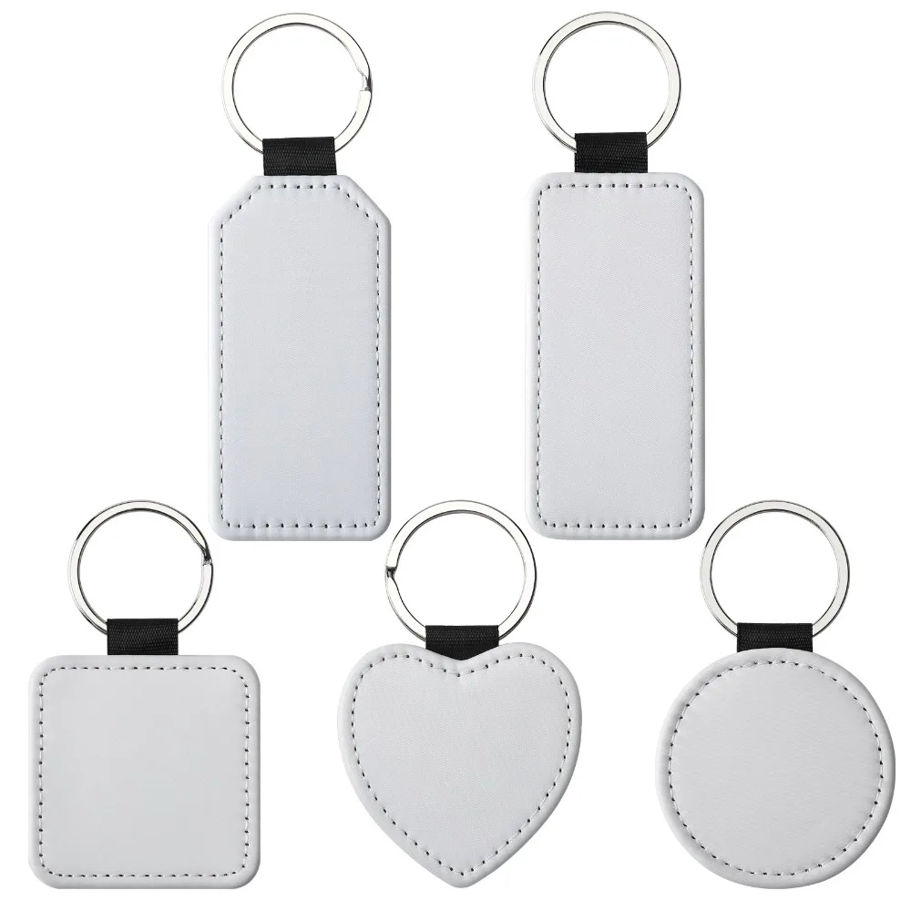 DIY Dye Sublimation Blanks Keychain Creative Rectangle Heat Transfer Keyring Heart Pebbled Grain