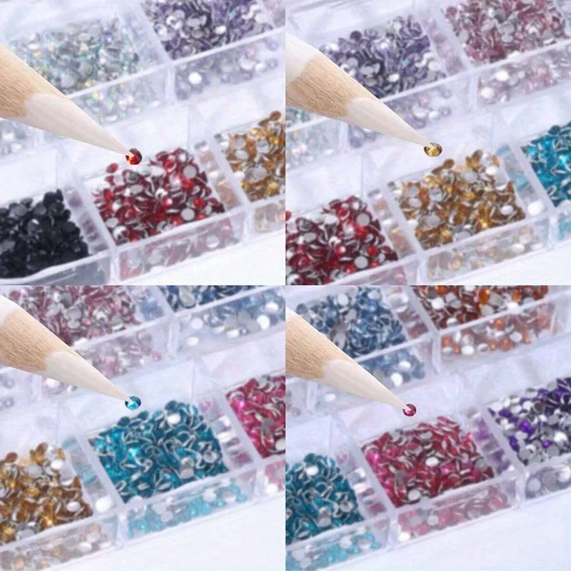 Strass Multi-Size para Nails Art, Decorações de Cristal 3D, Glitter Gem, Nail Supplies, Acessórios DIY, 4pcs