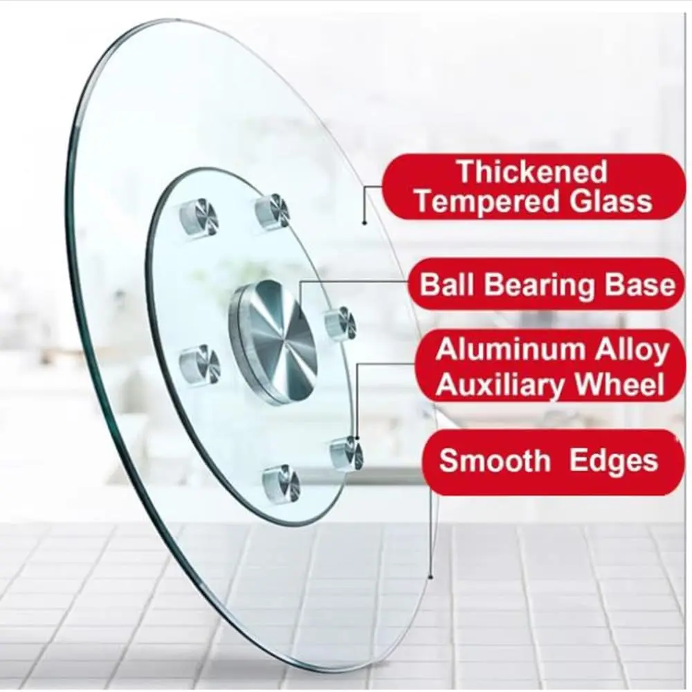 

Dining Table, Tempered Glass Rotating Tray, Rotating Serving Plate with Auxiliary Wheels/Silent/Share Food(90cm(36inch))