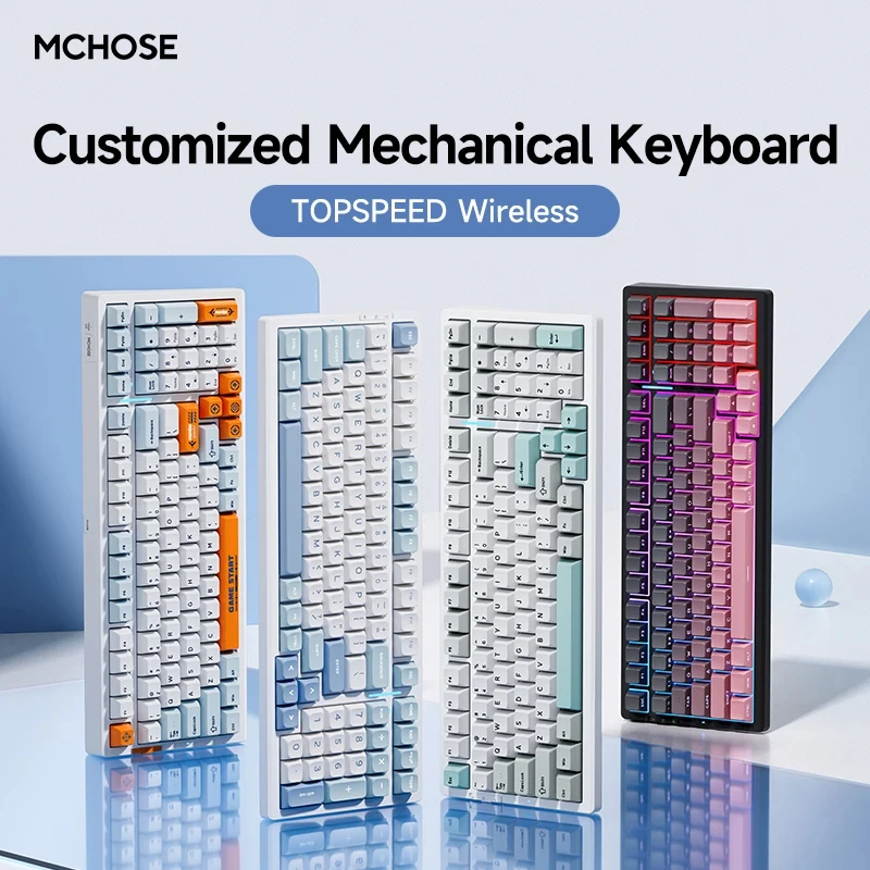 MCHOSE G98 PRO 3-mode Esports Gaming Mechanical Keyboard RGB Hot Swap Gasket Structure PBT Keycaps Customized Keyboard Gaming