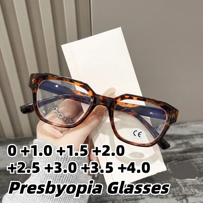 

New Oversized Square Frame Ultra Light Presbyopia Glasses Fashion Anti Blue Light High Definition Reading Eyewear 0 To +4.0