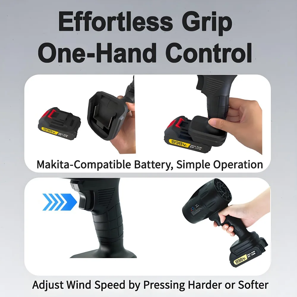 منفاخ هواء قوي مع مروحة تربو 550 جرام لتنظيف الأوراق والثلج والغبار - يتضمن ماكيتا 18 فولت - بطارية متوافقة